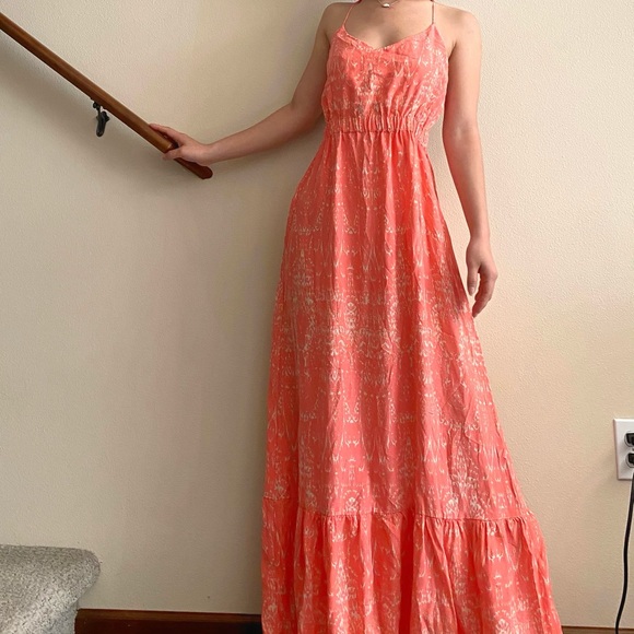 PARKER Anna Pink Open Back Maxi Dress 100% Silk
